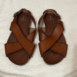 Corkys “Highway” Women's Brown Crisscross Leather Sandals